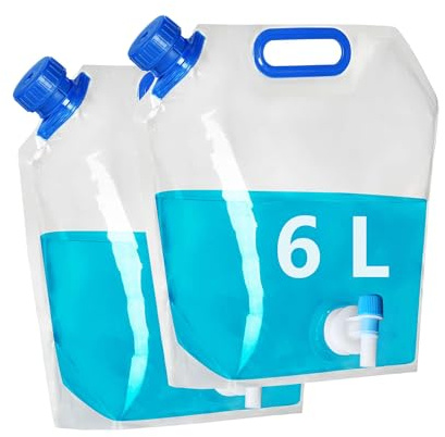 Hayaww Vikbar vattenbehållare med kran vikbar vattenflaska BPA-fri vattenpåse för camping flexibel vattenbehållare bärbar vikbar drickflaska vandring och vattenförvaring hemma (6 l × 2)