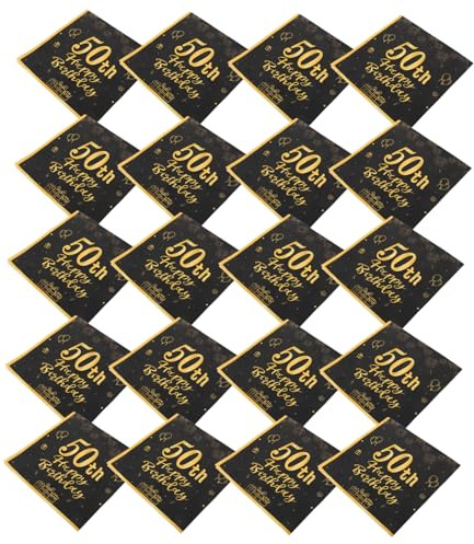 DINHEAROM 20stücke Wiederverwendbar-papier-servietten Für Geburtstag Elegante Schwarze Servietten Mit Gold-print Für Geburtstagsfeiern Und Tischdekoration