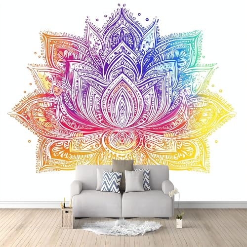 Murales Papel Pintado Salon Mandala De Acuarela 300 x 210 cm Fotomurale 3D Tejido No Tejido Papel Tapiz Fotográfico Decorativos Murales Dormitorio Oficina Hotel