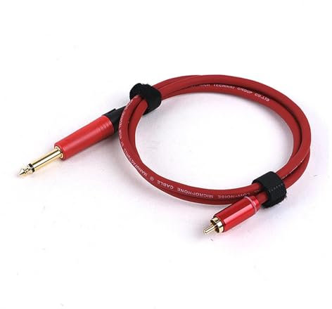 ROBAUN Câble adaptateur audio RCA vers stéréo/mono 6,35 mm (0,2 à 15 m), TS/TRS vers RCA mâle vers mâle (1/4 po), for microphone, mixeur, carte son(Red-TS,8M)