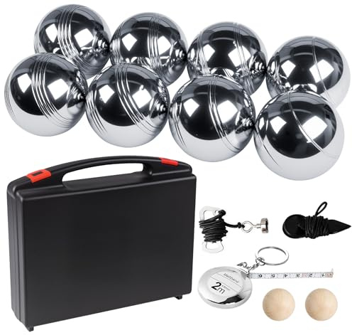 Truevaste Boule Set Metall Kugeln 6 oder 8 oder 12 Stück Boccia Petanque Outdoor Spiel Garten Strand, Personalisierbar mit Gravur, für Familie Freunde Erwachsene Senioren Camping Verein