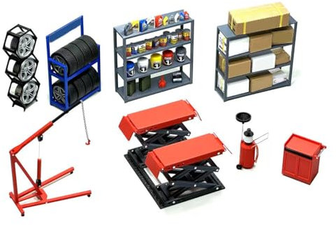 TechSpieler Puzzle 3D pour adultes - Atelier miniature DIY - Garage - Ascenseur 1/18 et support de pneu - Kit de modèle pour atelier automobile et scène de boutique personnalisée