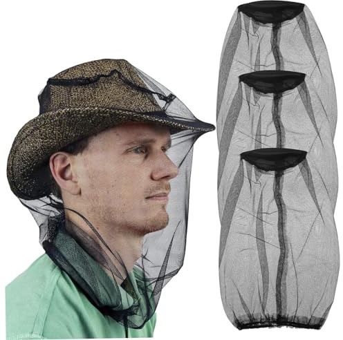 GALPADA 1 Jeu Filet Tête Moustique Filet Moustiquaire Et Élastique pour Visage Et Cou Protection Extérieure Durable pour Camping Et Randonnée 3 Pièces