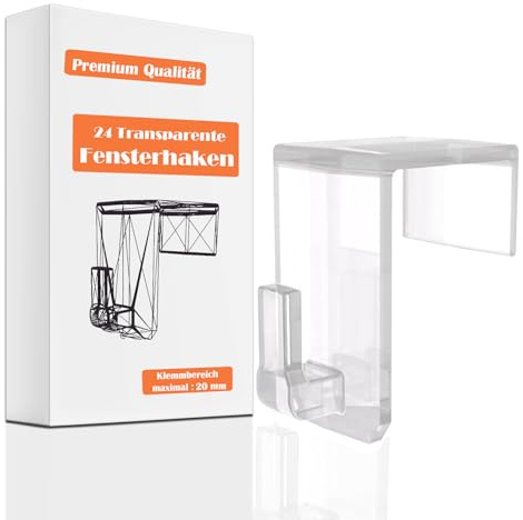FYOJAIC Fensterhaken, Transparente Türhaken hängend (24 Stk), Haken für Fenster Deko, Aufhänger Fensterdeko, Lichterkette - zum Einhängen (Klemmbereich maximal : 20 mm)