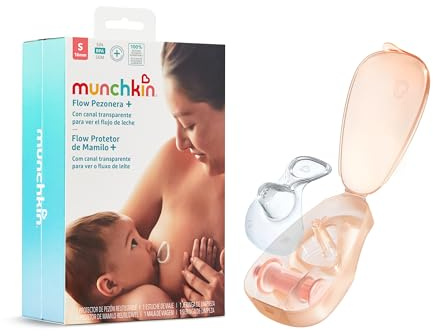 Munchkin Flow Pezonera Lactancia | Observa el Flujo de Leche Materna | Incluye Estuche y Jeringa | Protector Pezones Sensibles | Pezonera de Silicona Suave y Resistente - 16 mm (S)
