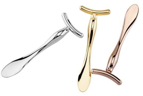 CTIRCHIU 2 Pièces Spatule Mini Zinc Alloy pour Massage des Yeux Bâton de Massage Oculaire Double Embout pour Absorption de Crème Rides Portable et Rose Doré pour Femme