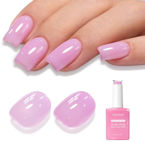 Goolich Purple Jelly Gel Polish, 15ML HEMA & TPO Free Orchid Purple Jelly Sheer Gel Nail Polish Transparent Clear Soak off UV LED Nail Design Manicure Salon for Women Girl