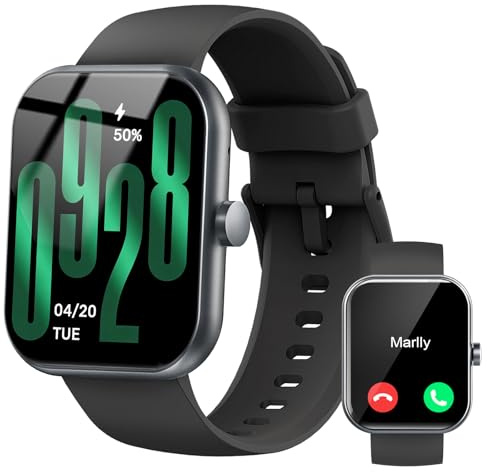 Montre Connectée Homme Femme, 1.96 Montre Connectee Podometre Moniteur Sommeil Fréquence Cardiaque, Smartwatch avec Appel Bluetooth, 113+ Sportifs Montre Sport, IP68 Étanche pour Android iOS, Noir