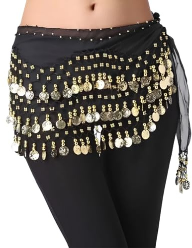 OIXYEY Costume de danse du ventre avec foulard pour femmes - Costume de voyante - Costume de gitane pour femmes - Foulard de danse orientale avec 66 pièces - Ceinture en mousseline