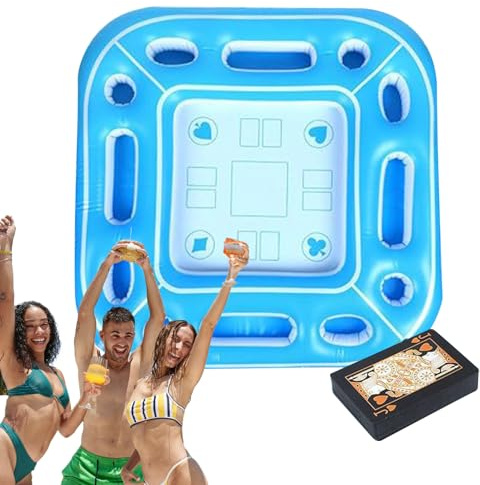 Inflatable Game Station - 39.4x39.4x2.3 Inches, Floating Beverage Holder, Buoyant Ice Bucket Rack | Social Gathering Birthday Event Friends Reunion Spring Break Travel Picnic Raft Lounger Set