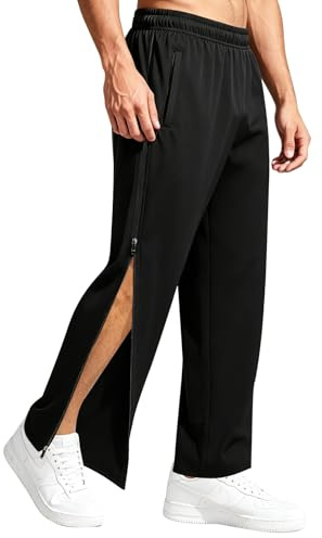 Vicloon Men's Jogging Bottoms Sports Trousers, Full-Length Zip Casual Track Pants, Tear-Off Rehabilitation Trouser, High Split Side Zip Cinch Postoperative Sports Pants