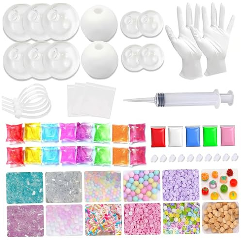 Stressbollsats, flexibelt tomt stressbollsskal med pluggar, kabelbindare och färgglada fyllmedel, roligt hantverkskit för barn och vuxna | Tillverkare
