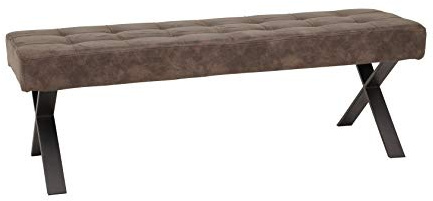 Hela Tische, Banco de Comedor con Tapizado Softex de Aspecto Vintage en Color Marrón, Patas Metálicas en X Color Antracita, 140 X 45 X 48 cm