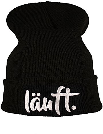 Baddery Beanie - „läuft“ - Bestickte Strickmütze | Warme Wintermütze für Herren & Damen