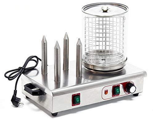 Máquina perritos calientes Cocedor de hot dogs y salchichas con 4 pinchos para calentar panecillos