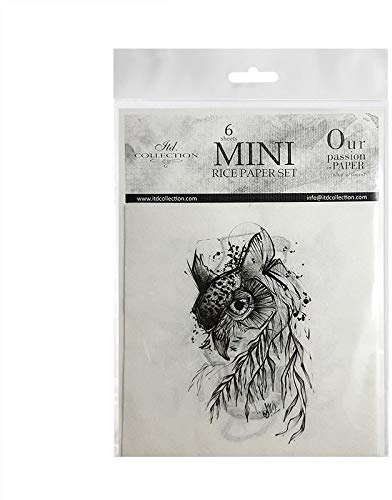ITD Collection - Mini Reispapier Kreatives Set 14,8 x 14,8 cm (6 Blätter), Decoupage Reispapiere für Basteln, Papier zum Dekoration, Mehrfarbig (RSM012