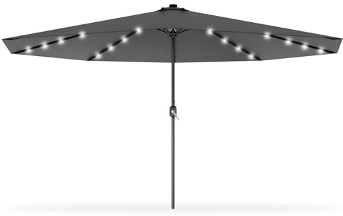 Froadp Parasoll stort, åttkantigt strandparaply av polyester, solskydd trädgårdsparaply med Ø 38 mm paraplyhandtag, bärbar trädgårdsparaply för balkong terrass pool, Mörkgrå, 3 månader