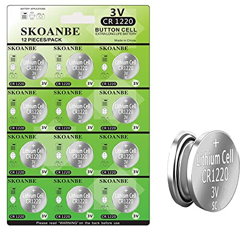 SKOANBE 12PCS 1220 3V Lithium Button Coin Cell CR1220 Battery