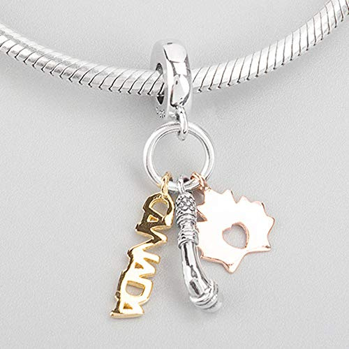 Charm Anhänger,S925 Shine Rose Hockeyschläger Ahornblatt Anhänger Anhänger Charm Fit Lady Armband Armreif Diy Schmuck Feine Anhänger Armband Schmuck Making Girls Teens Diy