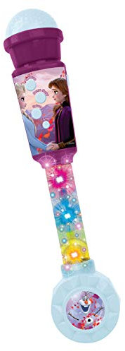 Lexibook Disney Frozen Microfóno niños, Juguete Musical, Altavoz Integrado, Efectos Luminosos, Enchufe Cable de Entrada Auxiliar, Violeta/Azul, Color Negro, Small