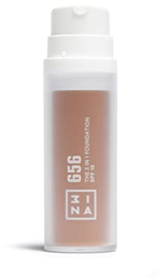 3INA MAKEUP - The 3 in 1 Foundation 656 - dunkles Gold Foundation 3 in 1 mit Unterton Gelb - Grundierung Concealer & Foundation - Foundation mit SPF15 & Vitamin C - Vegan - Cruelty Free