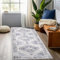 TOPICK Läufer Flur Waschbar Grau Küche Läufer Vintage Blume Orientalischer Dünner Faltbar Teppich für Brücken Schlafzimmer Wohnzimmer Tisch rutschfest Teppichläufer Flurteppich 60x300cm