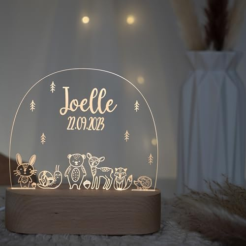 Kidsmood - Personalisiertes Nachtlicht Kinder – Dimmbares Stilllicht mit Namen | LED Nachttischlampe 3 Lichtmodi | Gravur Lampe Kinderzimmer, Geschenk zur Geburt, Taufgeschenke für Mädchen & Jungen