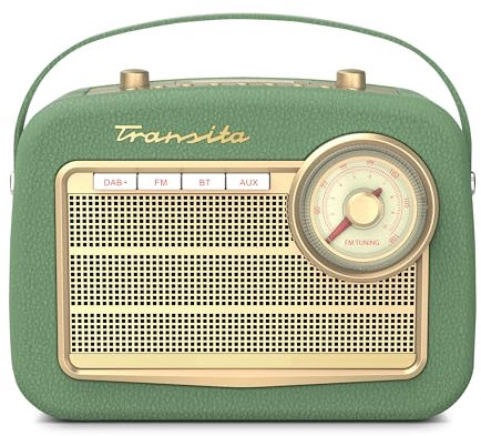 TechniSat Transita 130 - Radio portatile DAB+/FM con regolatore di frequenza FM (streaming audio Bluetooth, USB, display LCD, batteria fino a 24 ore, maniglia per il trasporto, custodia in similpelle,