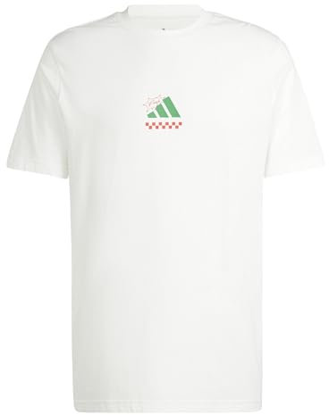adidas Homme Three Slice Life, Pizza Back Graphic Tee, Short Sleeve, Off White, S