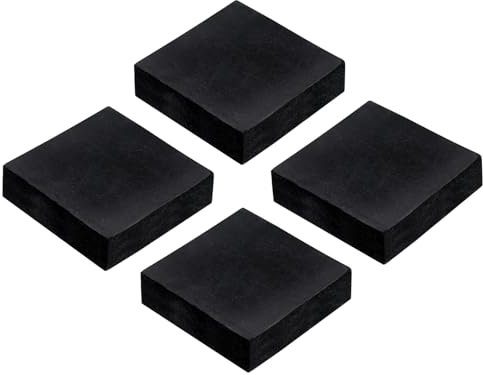 sourcing map 4pcs Rubber Anti-Vibration Pads Hard Pad, 50mm Square Vibration Isolation Mats, 15mm Thickness Non-Slip Rubber Blocks, Anti-Skid Anti Noise for HVAC, Compressor, Air Conditioner