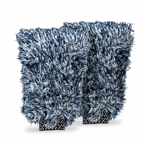 Chemical Guys, The Dually, Dual-Fiber, Wet-Dry Use, Microfiber Wash Mitt, (Car Wash Mitt Great for Car, Truck, SUV, RV, & More) Dark Blue + White, (2 Pack) MIC51702