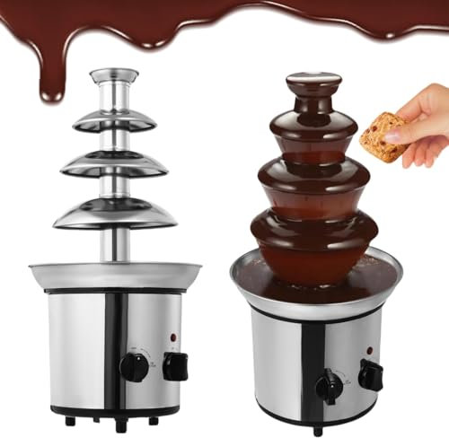 DAOHHFO Fontaine à chocolat électrique à 4 niveaux - 170 W - En acier inoxydable - 1,8 l - Facile à nettoyer - Fontaine à chocolat avec fonction de fusion pour les fêtes