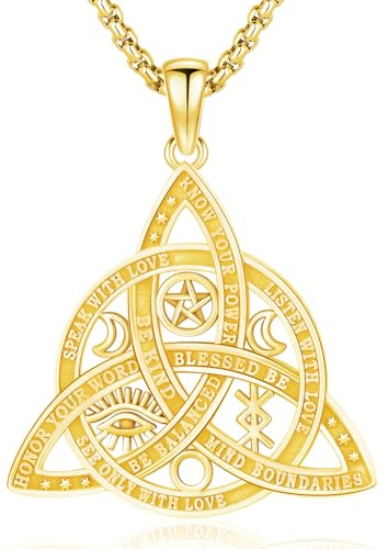Aniu Halskette Damen Sterling Silber 925 Triple Moon Göttin Halskette/Keltischer Knoten Kette/Adler Anhänger Wiccan Amulett Schmuck Geschenke für Frauen