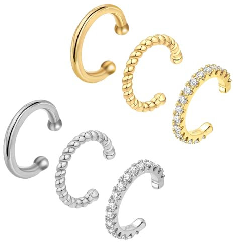 LIURFLNC 6 Stück Ohrmanschette Set Gold und Silber - Helix Non Piercing Knorpel Wrap für Damen
