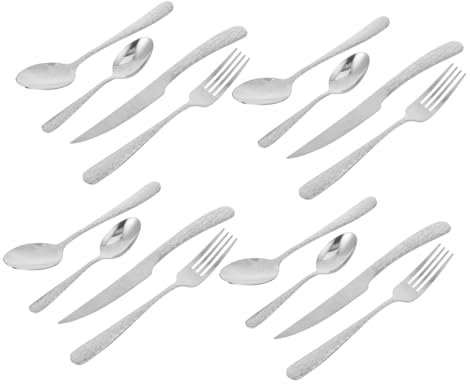 POPETPOP 4 Juegos juego de cuchillo y tenedor para bistec vajilla de acero inoxidable vajilla occidental cubierta de acero inoxidable cubiertos antiguos Silver