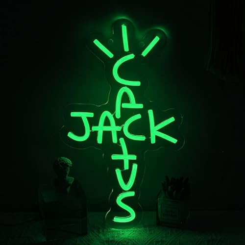 Jack Kaktus Neonschilder für Wanddekoration, Neon-Wandkunst, Acryl-LED-Lichter mit hängender Kette, beleuchtete Schilder für Schlafzimmer, Dekoration, Männerhöhle, Bar, Pub, Hochzeit, Party, 5 V