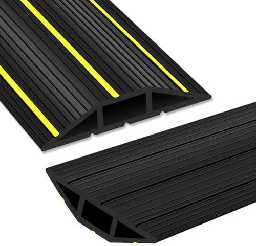 3 Ft Floor Cord Cover, Cord Covers for Wires on Floor, Heavy Duty Extension Cable Protector, 3 Channel Cable Management for Home Office or Outdoor Settings