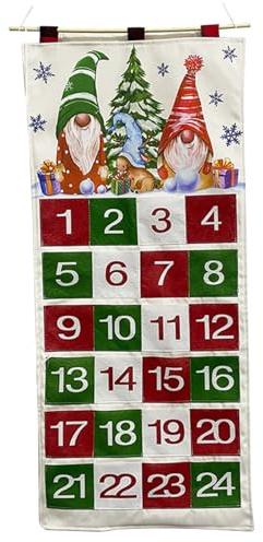 Christmas Advent Calendar 2025 with 24 Pockets Fabric Wall Hanging Advent Calendar for Home Xmas Countdown Decoration.