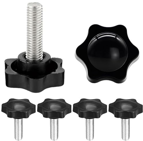Aililong Juego de Tornillos M8-4 Piezas, Tornillos Estrella + Moleteados/Mariposa + Tuercas Moleteadas, Negro, Rosca 40mm Cabeza 32mm, Resistente a la Corrosión, Versátil para Plástico