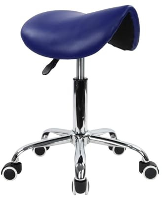 Rullande sadelpall PU-läder Svängbar Justerbar rullpall med hjul Salongstol for tatuering, salong, skönhet, spa(Blue)