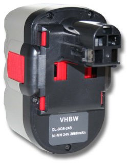 vhbw 1x batteria compatibile con Bosch PSB 24VE-2, SAW 24V, GSR 24VE-2, GST 24V utensile elettrico (3000 mAh, NiMH, 24 V)