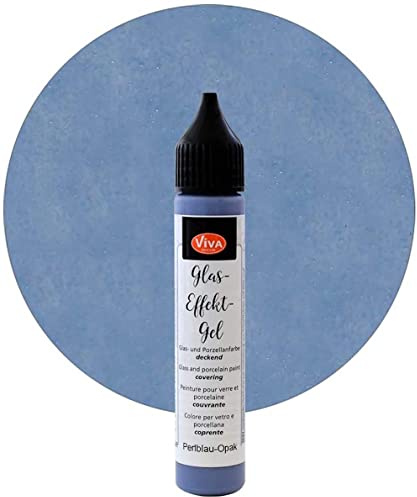 Viva Decor Glas-Effekt-Gel (Perlblau-Opak, 28 ml) Glass Pen - Porzellanstifte - Farbe für Glas - Keramik Farbe - Glass Color - Glasmalfarbe wasserfest/spülfest
