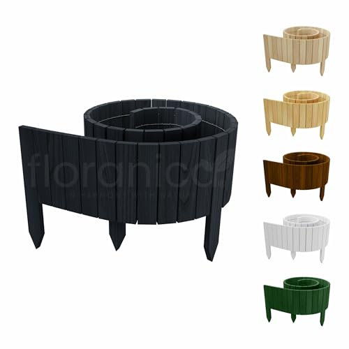 Floranica Rollborder II Steccato flessibile 200 x 20 cm Antracite (accorciabile) Bordo impregnato per aiuole in legno di pino Bordatura per aiuole Rollboarder Palizzata