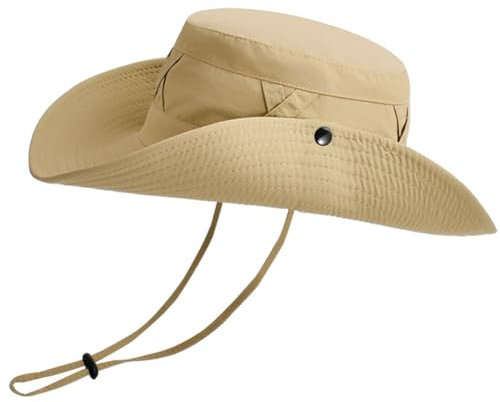 Yurosiay Sonnenhut Herren Damen Outdoor Safari Hut Breite Faltbar Krempe Sommerhut Atmungsaktiv Quick Dry Fischerhut Wanderhut Buschhüte Hut Anglerhut Gartenhut Hiking Bucket Hat Beige