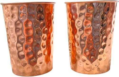 Lot de 8 gobelets en cuivre pur martelé pour l'eau potable, pour bienfaits pour la santé ayurvédique (petit, 8)