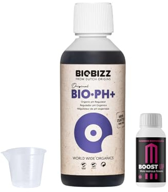 GROWMANIA Bio Up de BioBizz 500 ml + Probe Boost Up de Up Nutrients + Verre doseur | Régulateur de pH pour jardins urbains | Améliore l'absorption des nutriments dans les plantes