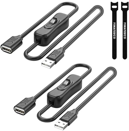 USB 3.0 Verlängerungskabel mit Schalter, USB 3.0 Kabel mit Ein-/Aus Schalter Kabel Kurz Verlängerung Stecker auf Buchse SuperSpeed 5 Gbps Datenübertragung für USB-Lüfter, PC Laptop (Gerade, 2Stü)