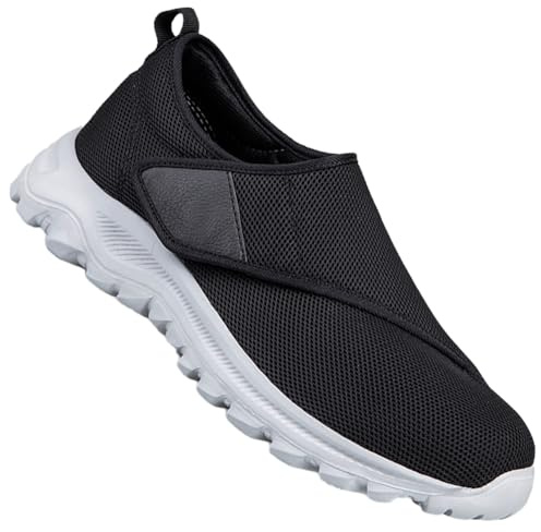 Aocase Zapatos Ortopédicos Ligeros Hombre Zapatillas pie Diabetico Hombre Verano Mocasines sin Cordones para DiabéTicos Pies Hinchados Zapatillas Cómodas Ancho Especial,Negro,42 EU