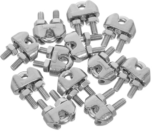 WEKADRIN 12 piezas Abrazaderas de Cuerda Acero Inoxidable U-perno Clip para Cable y Alambre Fijación Resistente para Cables de Tensión Exterior para Tiendas Cuerdas y Carteles