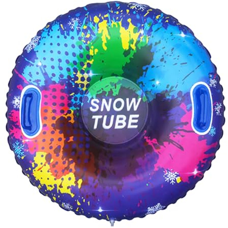 Trineo inflable, neumáticos de nieve inflables con asas, tubo de nieve inflable, trineo de snowboard resistente al frío, 85 × 85 cm, para resort de esquí y trineo resistente